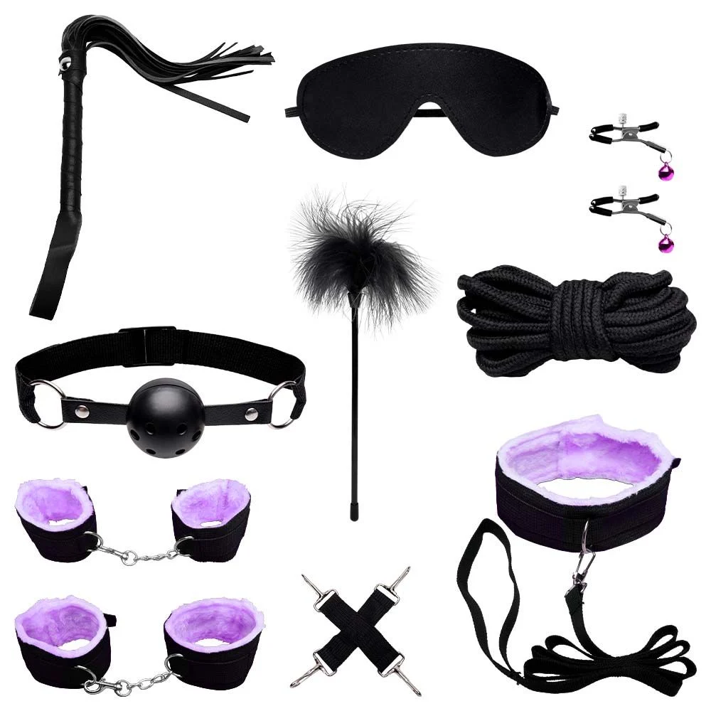 Kit Sado com 10 Itens na cor Preta e Lilás - Sexy Import