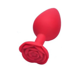 Plug Anal em Silicone Formato de Rosa Tamanho Vermelho Confortavel Discreto - Tamanho M