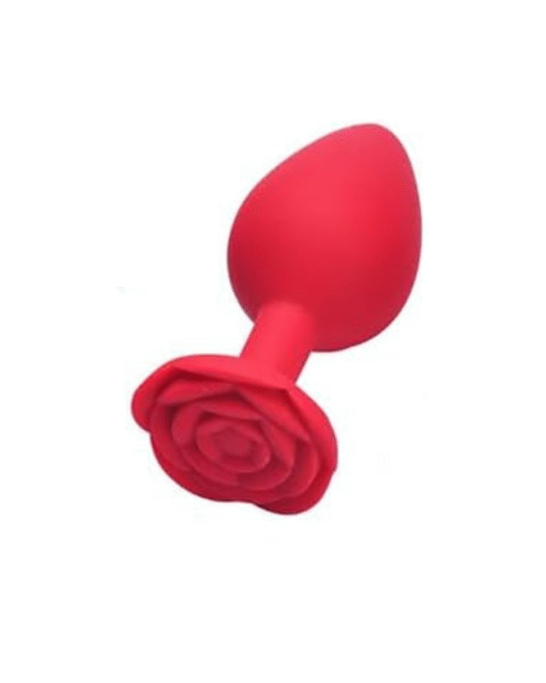 Plug Anal em Silicone Formato de Rosa Tamanho Vermelho Confortavel Discreto - Tamanho M