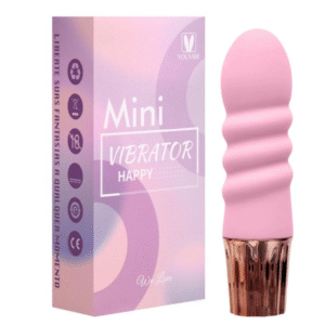 Mini Vibrador com Textura na cor Rosa e 10 Modos de Vibração