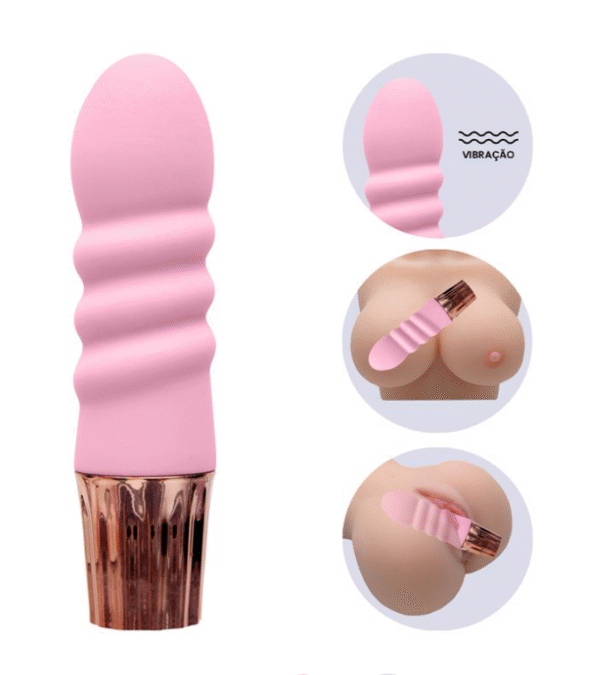 Mini Vibrador com Textura na cor Rosa e 10 Modos de Vibração - Imagem 8