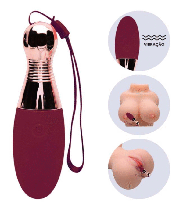 Vibrador em Formato de Pino de Boliche na cor Vinho com 10 Modos de Vibração - Imagem 8