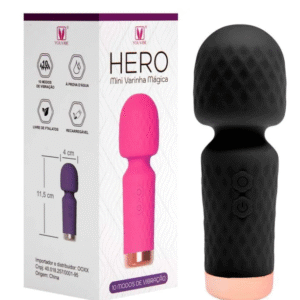 Mini Varinha Mágica na cor Preta com 10 Modos de Vibração - HERO