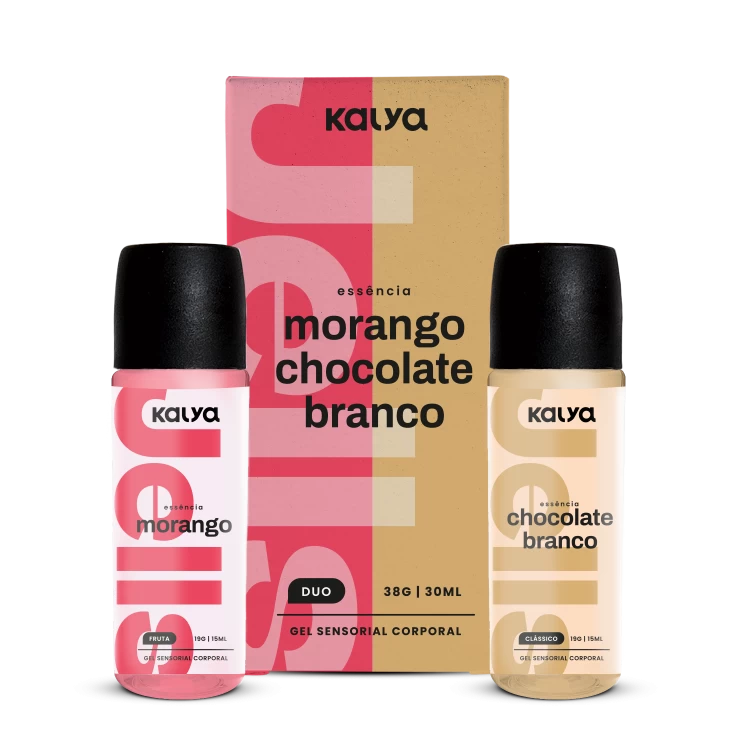 Gel Térmico Beijável 15ml (cada) Kalya JELLS HOT DUO MORANGO E CHOCOLATE BRANCO