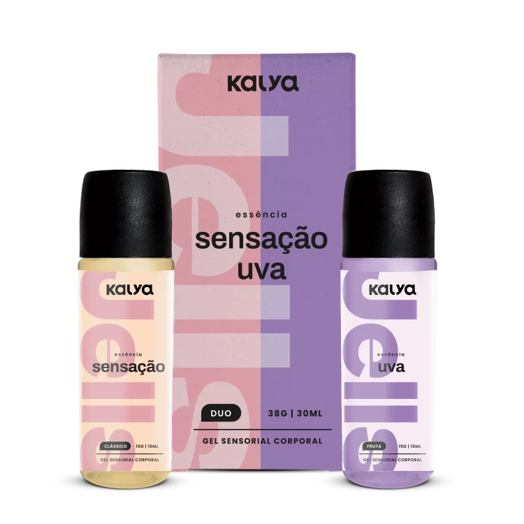 Gel Térmico Beijável 15ml (cada) Kalya JELLS HOT DUO SENSAÇÃO E UVA