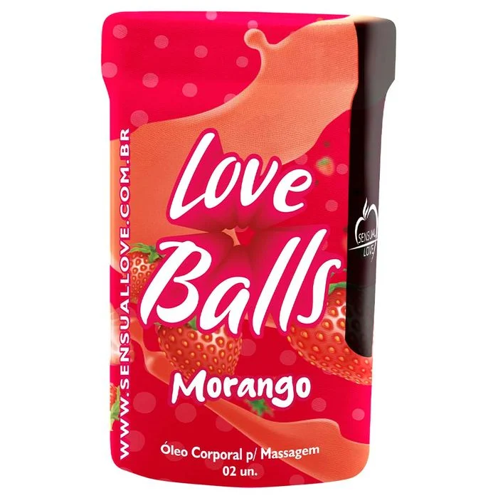 Bolinhas Lubrificantes Beijáveis Love Balls 2 unidades Sensual Love MORANGO