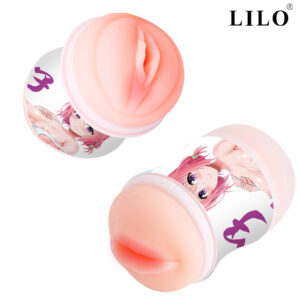 MASTURBADOR MASCULINO DUPLO FORMATO VAGINA E BOCA EM CYBERSKIN LILO