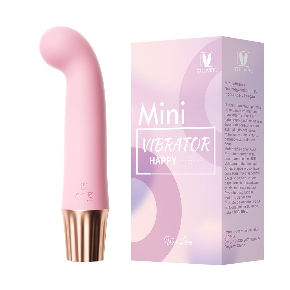 MINI VIBRADOR CURVADO RECARREGÁVEL COM 10 MODOS DE VIBRAÇÃO - YOUVIBE
