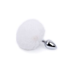 Plug anal em metal PomPom - Tamanho P - Branco