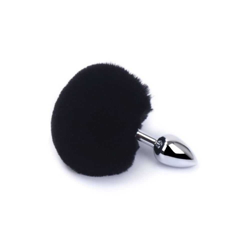Plug anal em metal PomPom - Tamanho P - Preto
