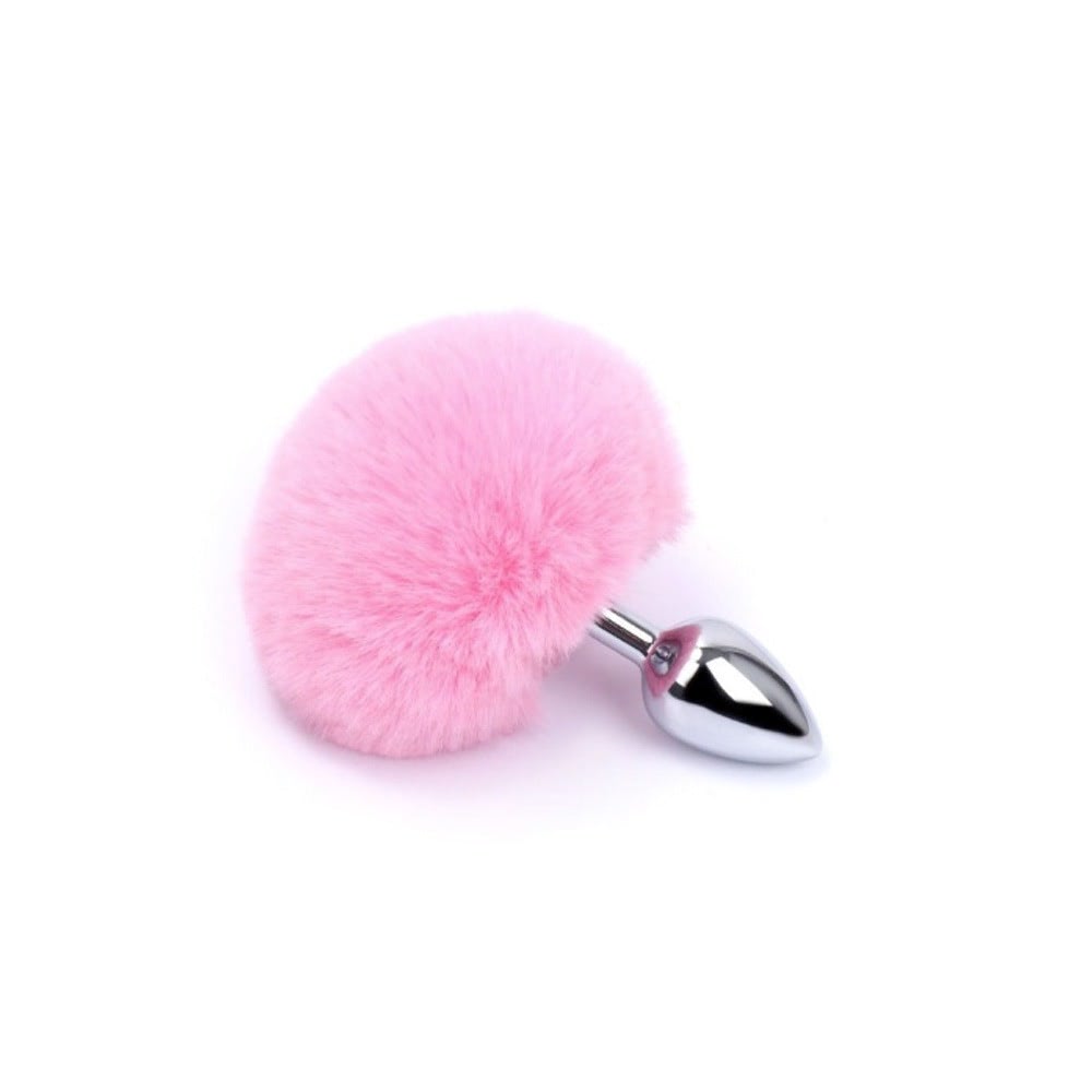 Plug anal em metal PomPom - Tamanho P - Rosa