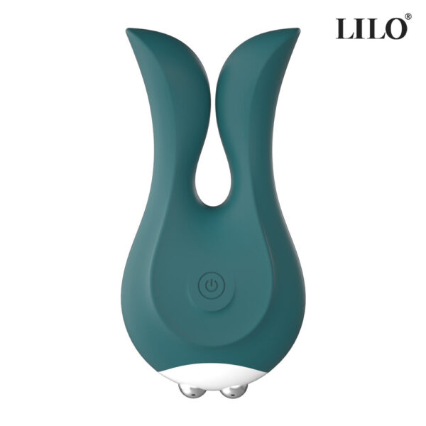Vibrador para Dupla Penetração em Formato de Orelha de Coelho na cor Verde com 10 Modos de Vibração - Imagem 2