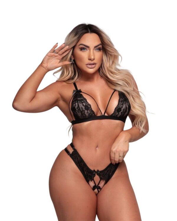 Conjunto de Lingerie PRESENTE DE AMOR - COR PRETA