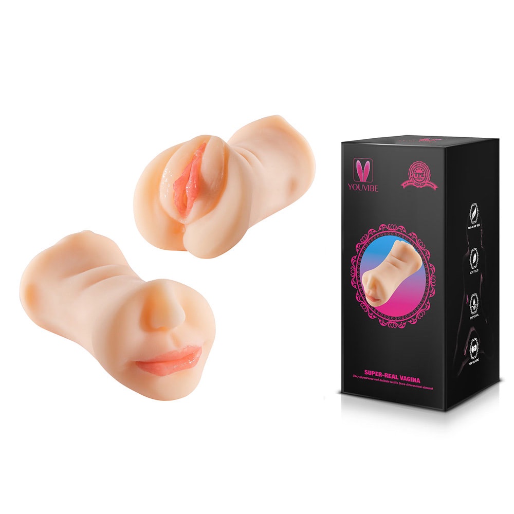 Masturbador Masculino Triplo em Silicone - VAGINA, ÂNUS E BOCA