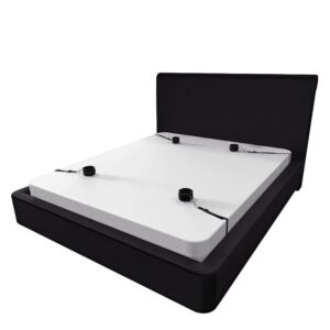 Separador com Algema e Tornozeleira em Couro Sintético Para Cama na cor Preta