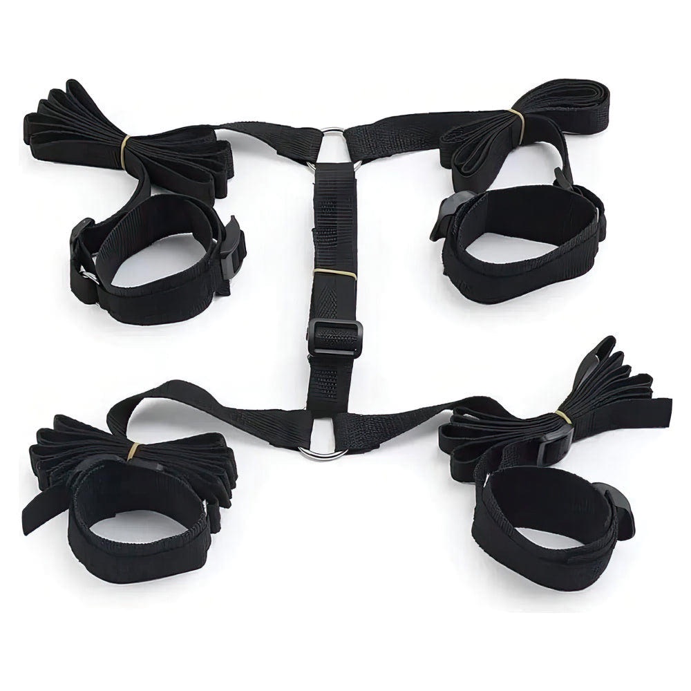 Separador com Algema e Tornozeleira em Couro Sintético Para Cama na cor Preta - Imagem 5