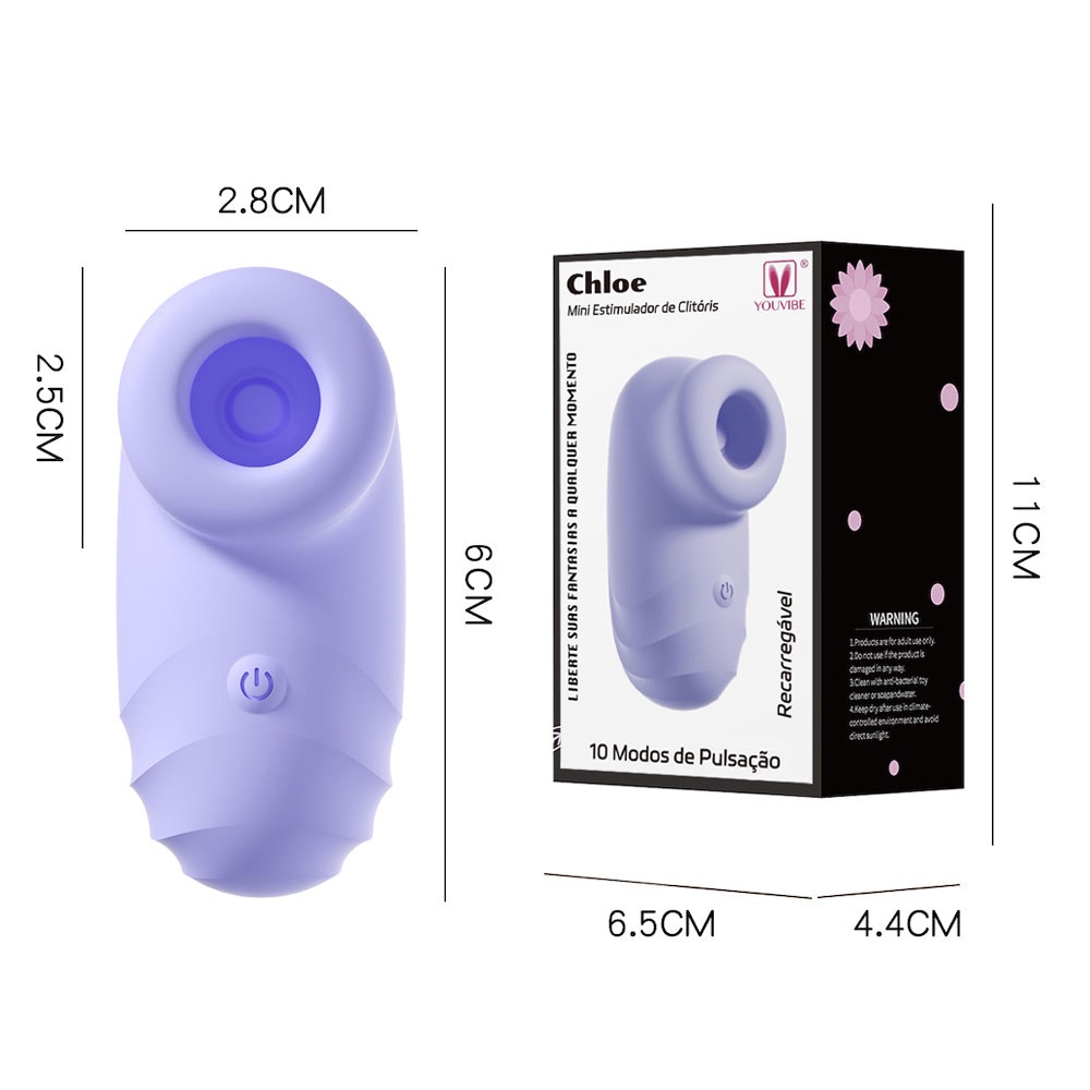 Mini Estimulador de Clitóris na cor Lilás com 10 Modos de Pulsação - CHLOE - Imagem 7