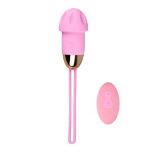 Vibrador Bullet em Formato de Cogumelo na cor Rosa com Controle sem Fio e 10 Modos de Vibração