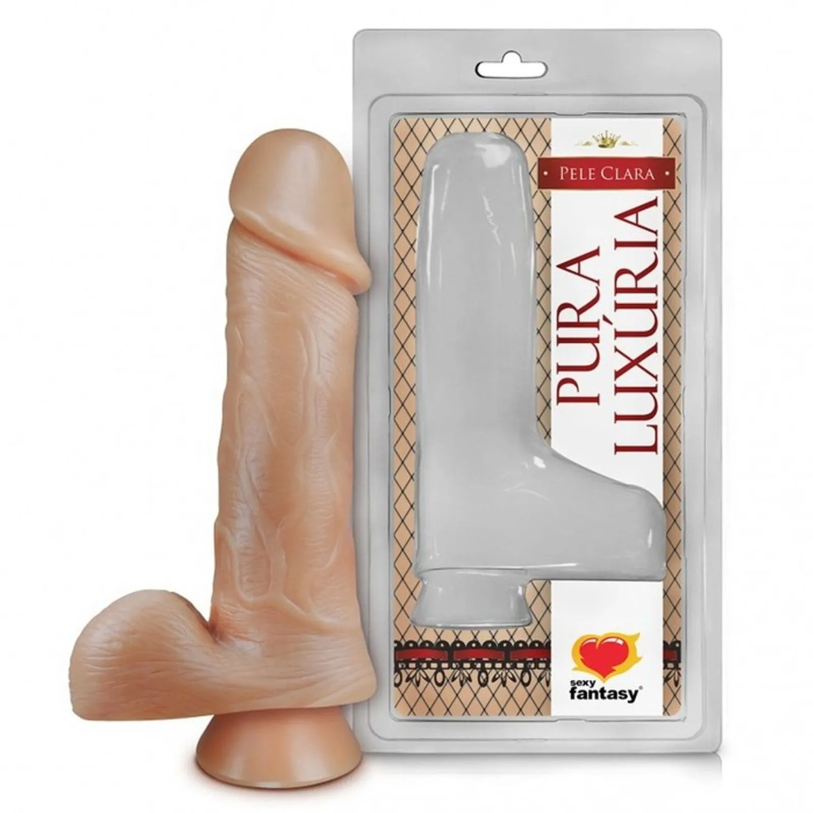 Prótese Realística Maciça com Ventosa na cor Bege - 18cm X 4,4cm