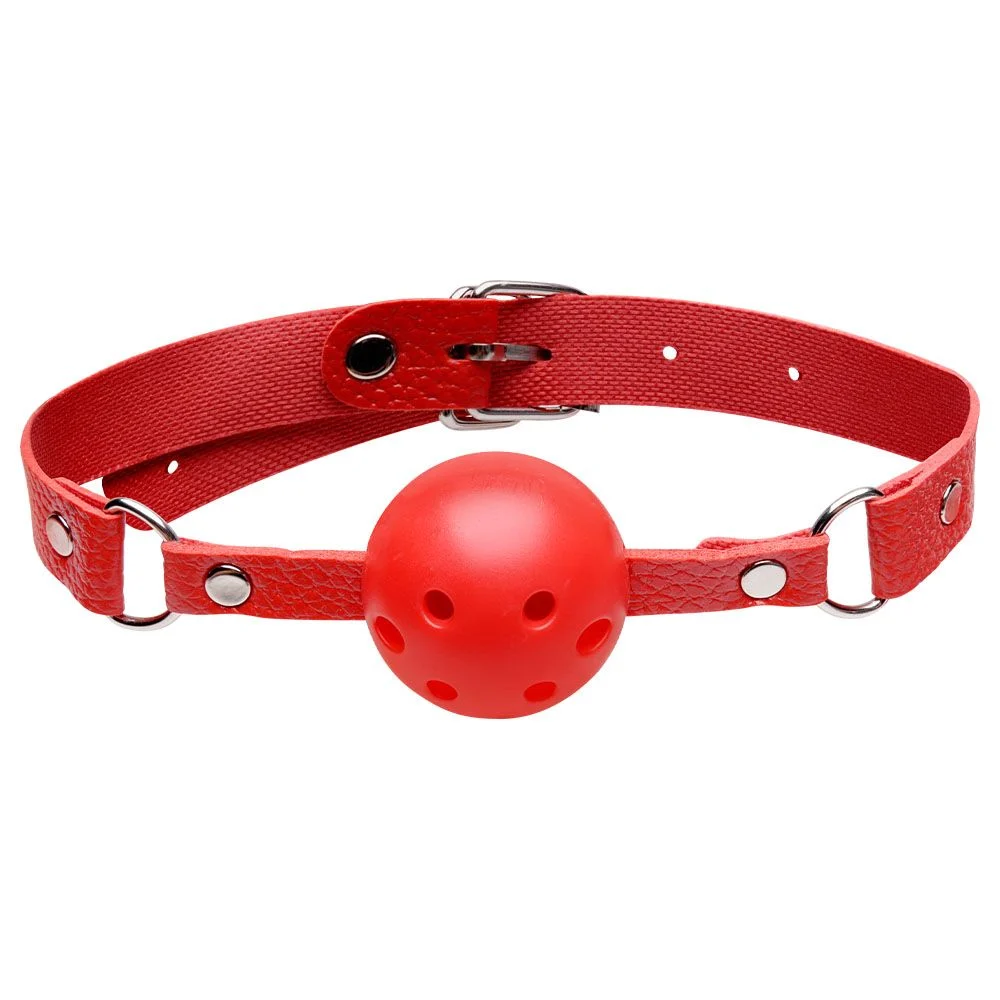 Mordaça de Couro Sintético com Bola Ajustável na cor Vermelha - Sexy Import