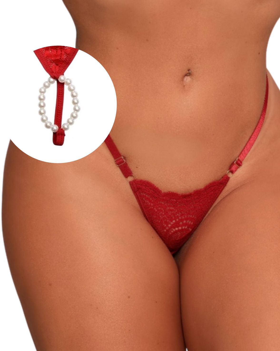 Calcinha Fio Dental Tailandesa com Regulagem (Tamanho Único) - COR VERMELHA