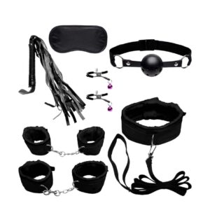 Kit Sado com 7 Itens em Couro Sintético na cor Preta