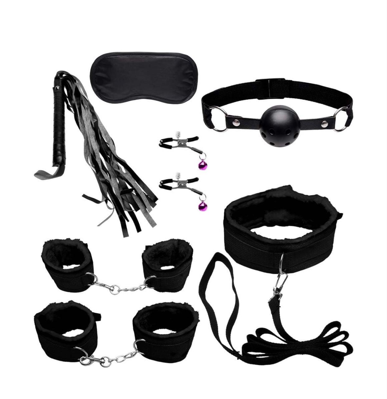 Kit Sado com 7 Itens em Couro Sintético na cor Preta