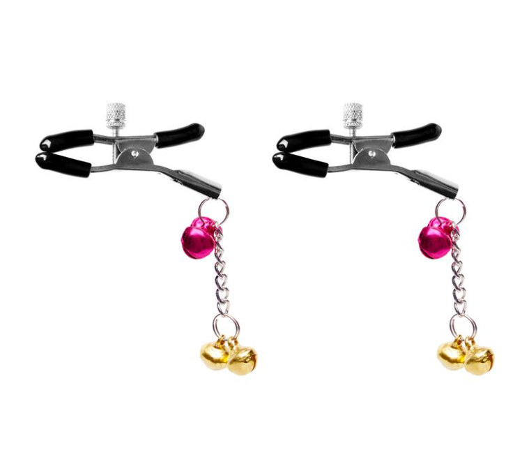 Prendedor de Mamilo com Adorno em Metal na cor Rosa e Dourado