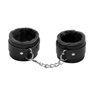 Algema em Couro Sintético e Pelúcia na cor Preta