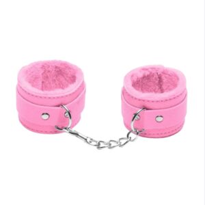 Algema em Couro Sintético e Pelúcia na cor Rosa