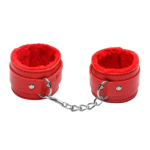 Algema em Couro Sintético e Pelúcia na cor Vermelha